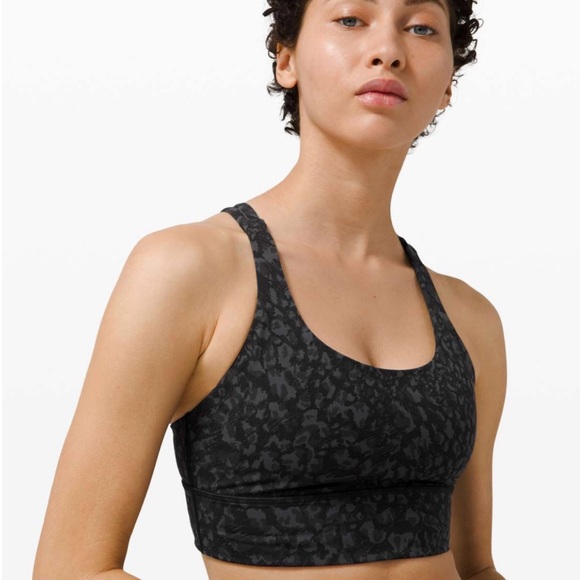 Lululemon Energy Bra Long Line Medium Support in Wild Thing Camo Deep Coal Multi - Picture 3 of 14